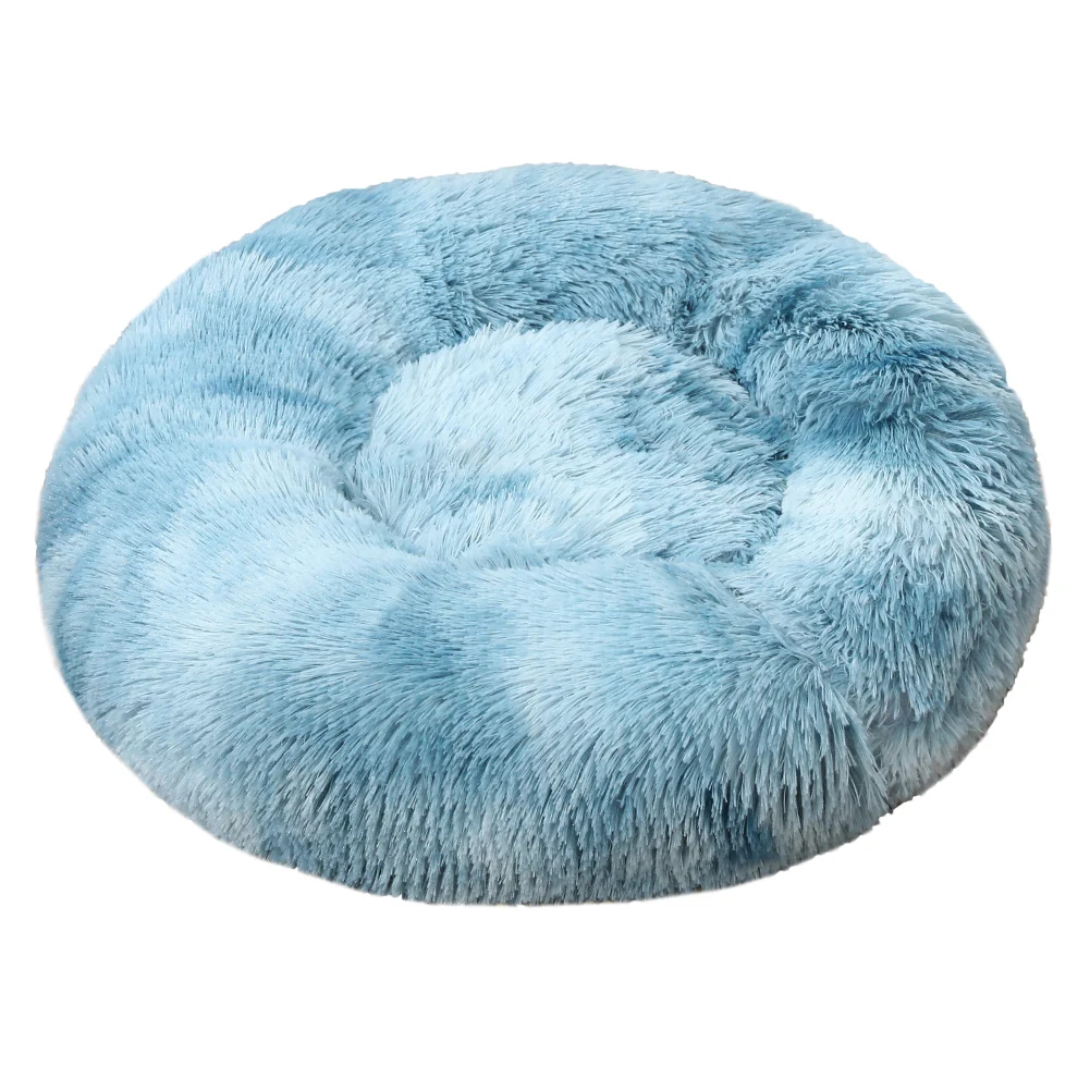 Faux Fur Comfortable Washable Warm Round Soft Donut Calming Fluffy Plush Pet Dog Cat Bed