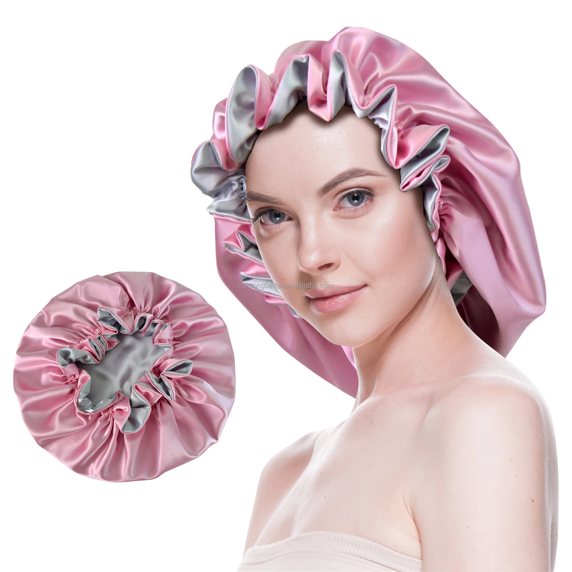 Wholesale Multi-Color Reversible Double Layer Adjustable Women Sleeping Cap Plain Silk Hair Satin Bonnets