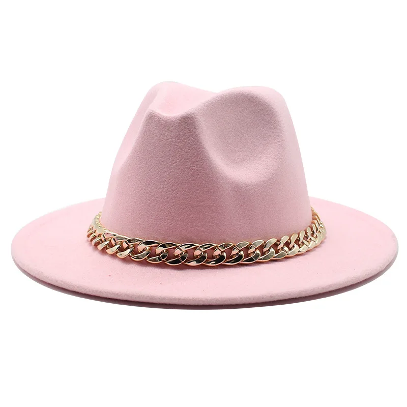 
new design fedora hat with 2.5cm width chain handmade 