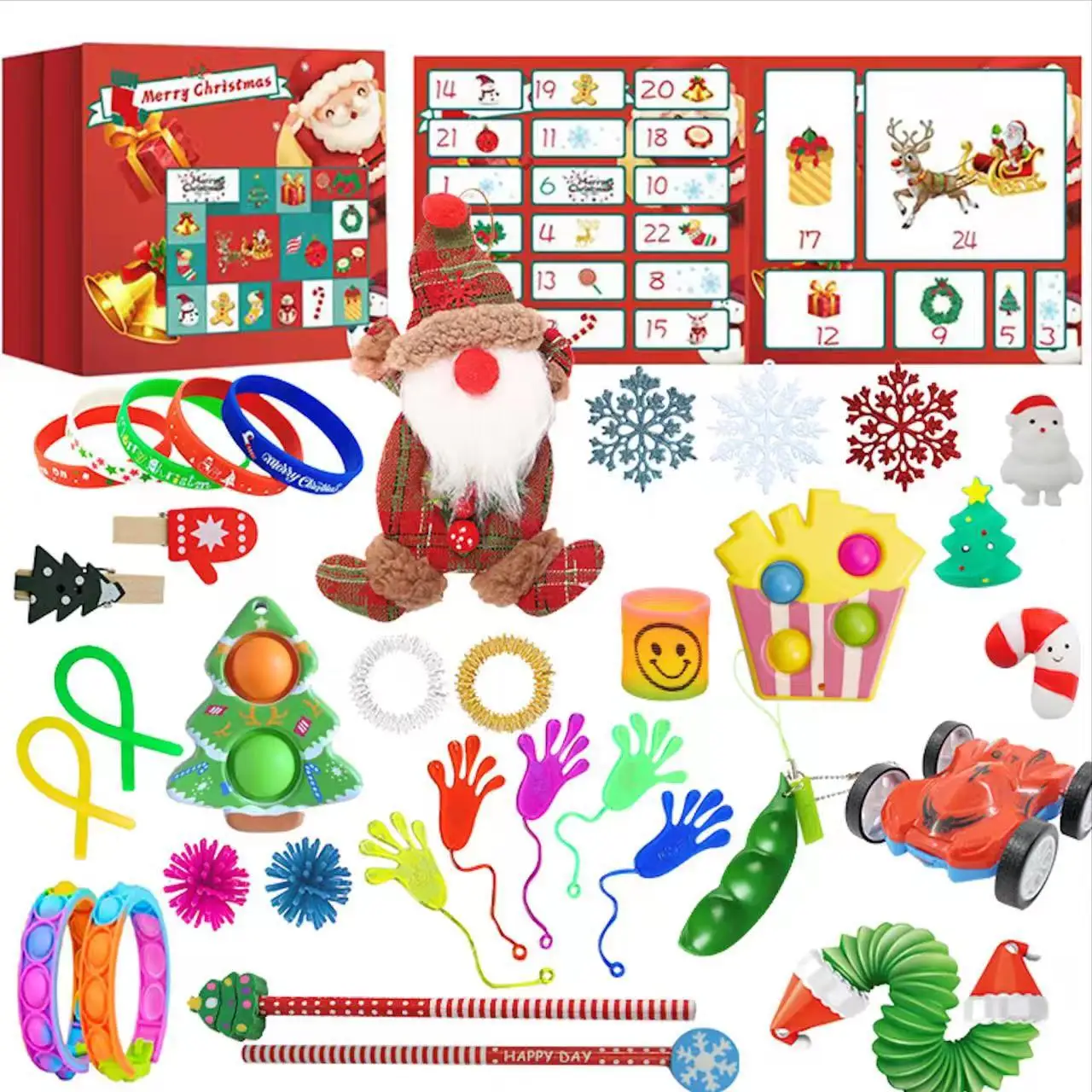 Hot selling creative DIY Christmas Countdown Calendar Stress Relief Hand Tear Blind Box Game Toy for children