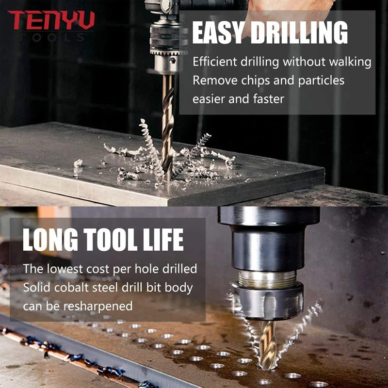 High Precision 8.5mm HSS Cobalt Brocas Drill Bits for Metal Stainless Steel