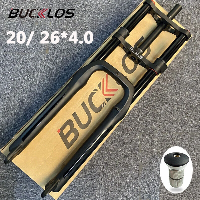 BUCKLOS 26 Inch Bike Air Suspension Fork Double Shoulder Snow Fork MTB 20*4.0 Inch Fat Bike Fork 180mm for E bike DH Bicycle
