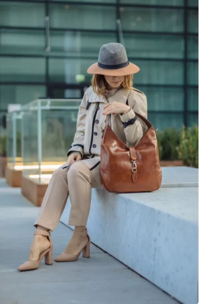 Hot sale Hasp PU leather bucket bottom bag women vintage brown handbag / purse