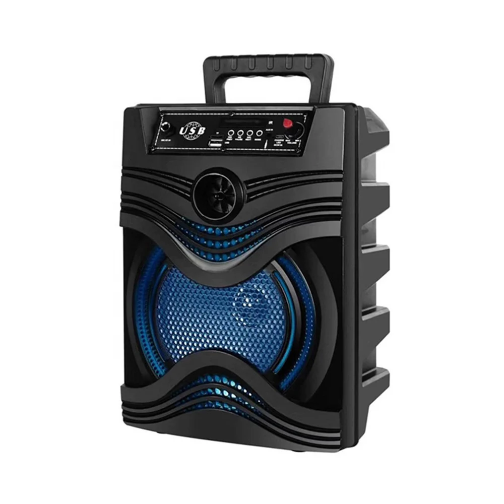 Promotion 8 inch woofer portable mini speaker active pa speaker used for karaoke party outdoor camping with colorful LED light