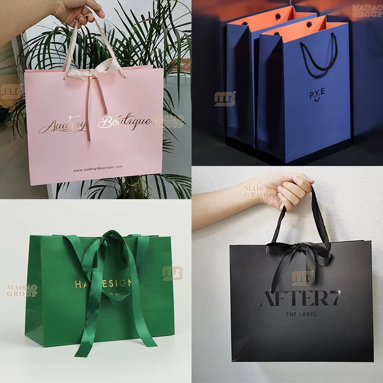 Custom logo private label mini luxury boutique retail thank you gift paperbag with handle personalized white paper shopping bags