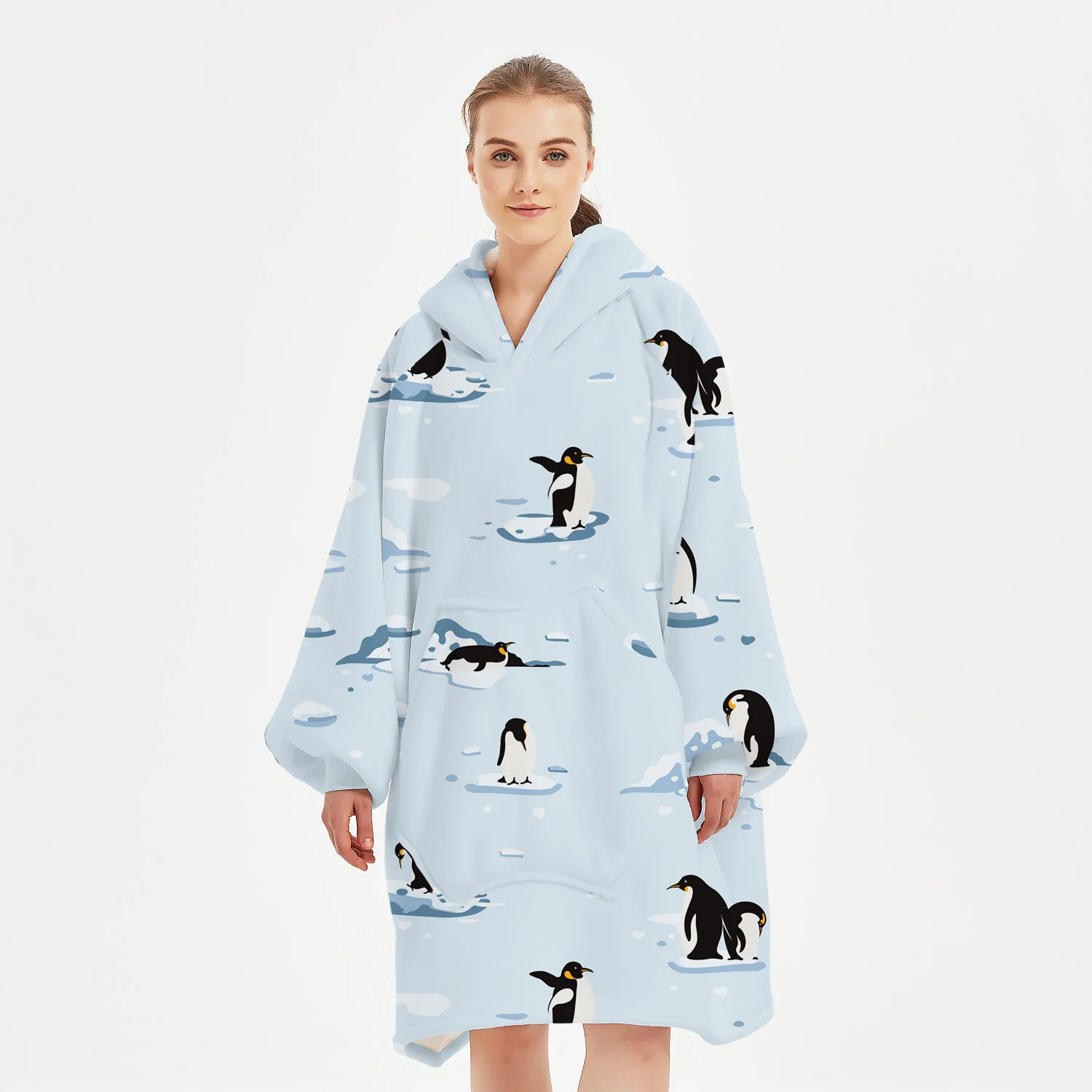 Unisex Custom Design Anime Printing Soft Cozy Oversized Wearable Hooded One Fit All Hoodie Blankets