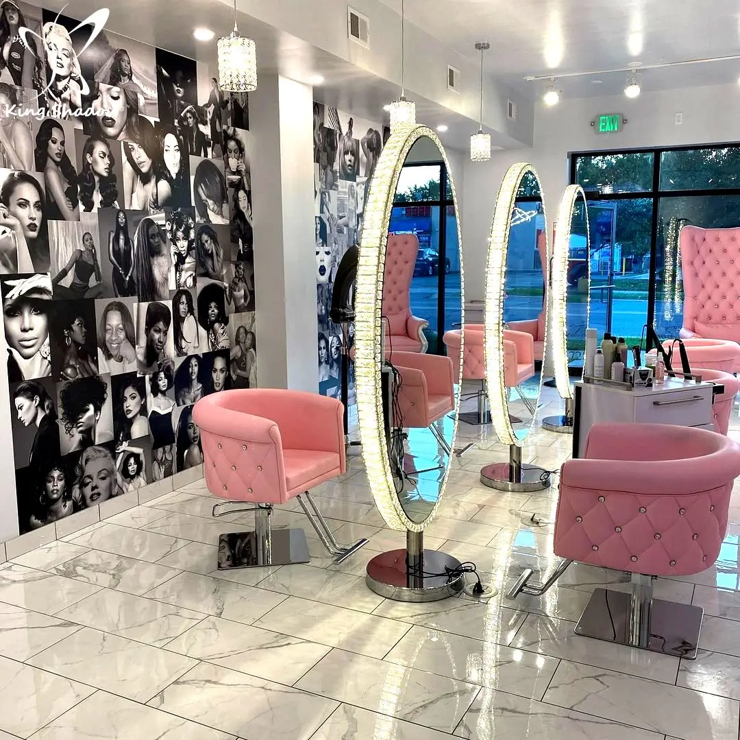 Hot Sale Pink Color Modern Barber Salon Hairdressing chair Luxury Salon Styling Chair