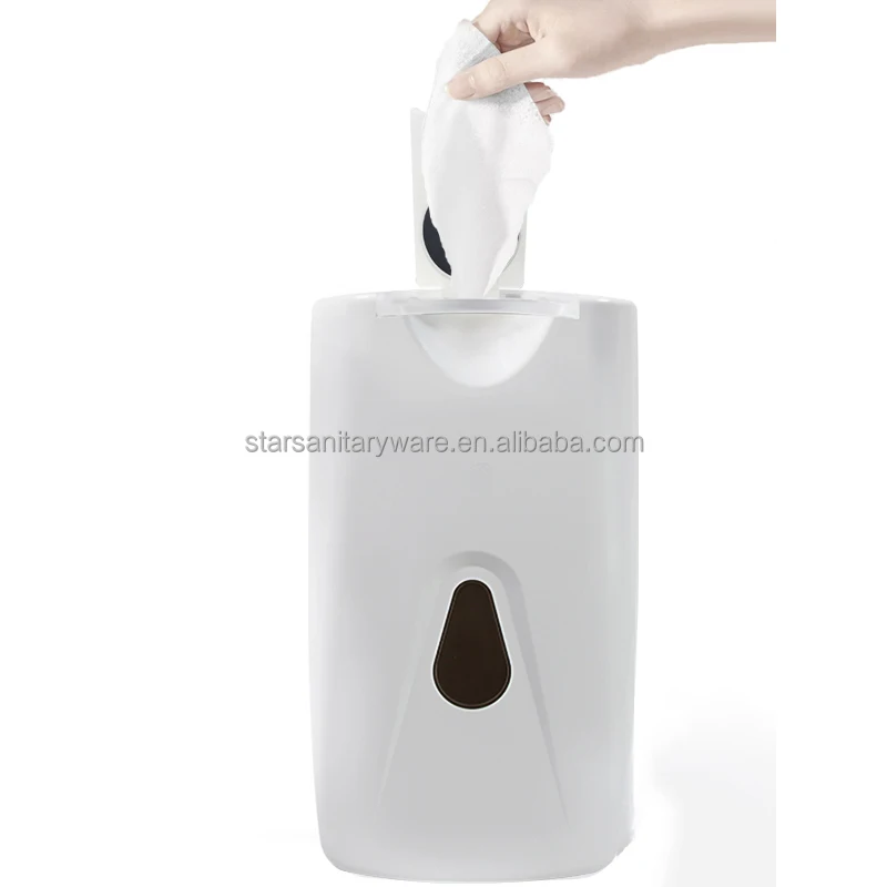 Wall mount plastic mini wet wipes dispenser with lid