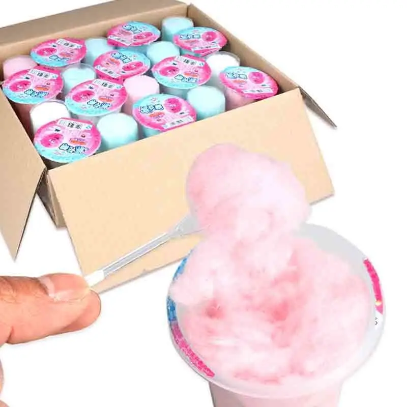 2024 Wholesale Factory Brushed Cup Cotton Candy Handmade Kids Nostalgic Childhood Snack Food Halal Sweets Marshmallow Candy