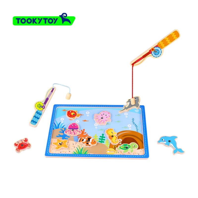 Wooden Magnetic Play Mat Fish Toy Marine Early Education Magnet Fish Game Montessori Toys for Kids