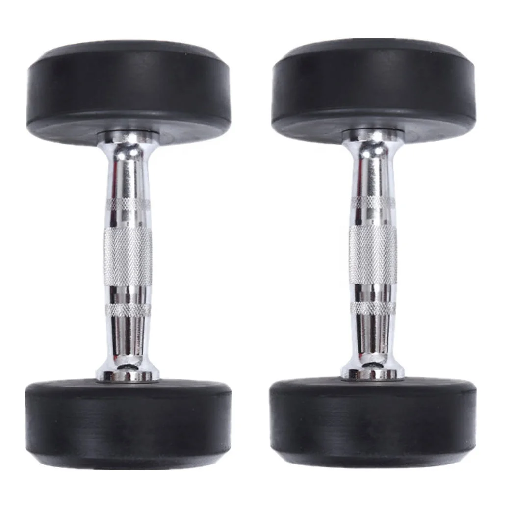 2022 OEM wholesale cast iron polyurethane round head rubber dumbbells