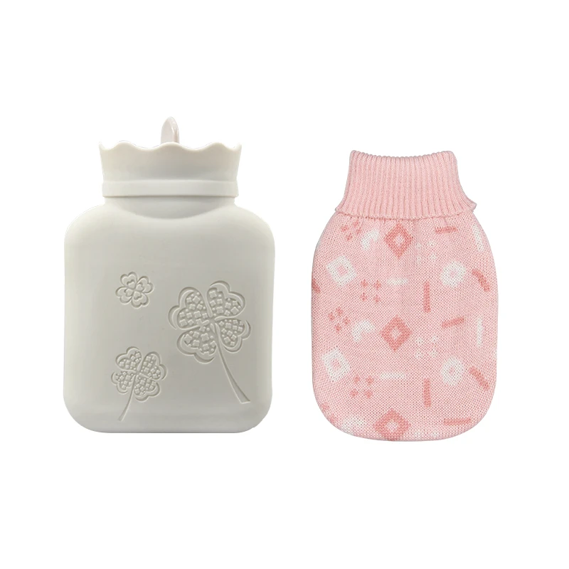 small MOQ wholesale silicone hot cold water bag microwave heating hand warmer for winter with knitted cover