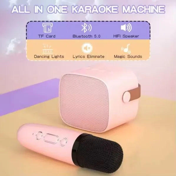 Hot Sale Boombox Wireless Mini Microphone Small Speaker Portable Outdoor Karaoke Audio Music Party Speaker Box For Kids