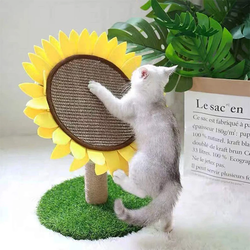 Novel design round cat scratching post small sisal claw sharpener sunflower cat tree scratcher cat toy