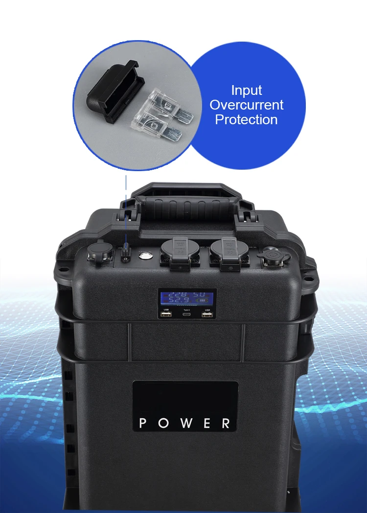 Power Station with 5000W peak power in suitcase with 60Ah battery support 1 hour 1000W air conditioning use