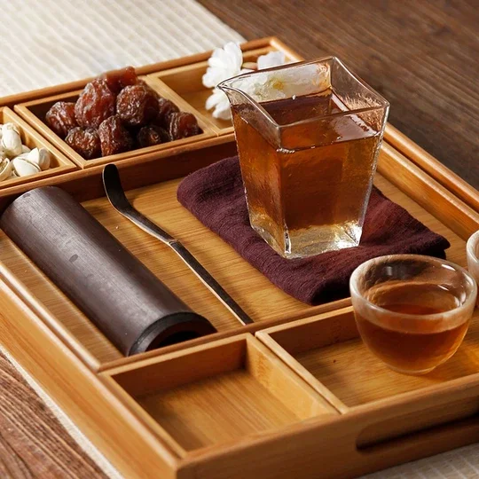 
Shengqu wholesale snack dry fruit tier bamboo serving tray set with handle for tea 