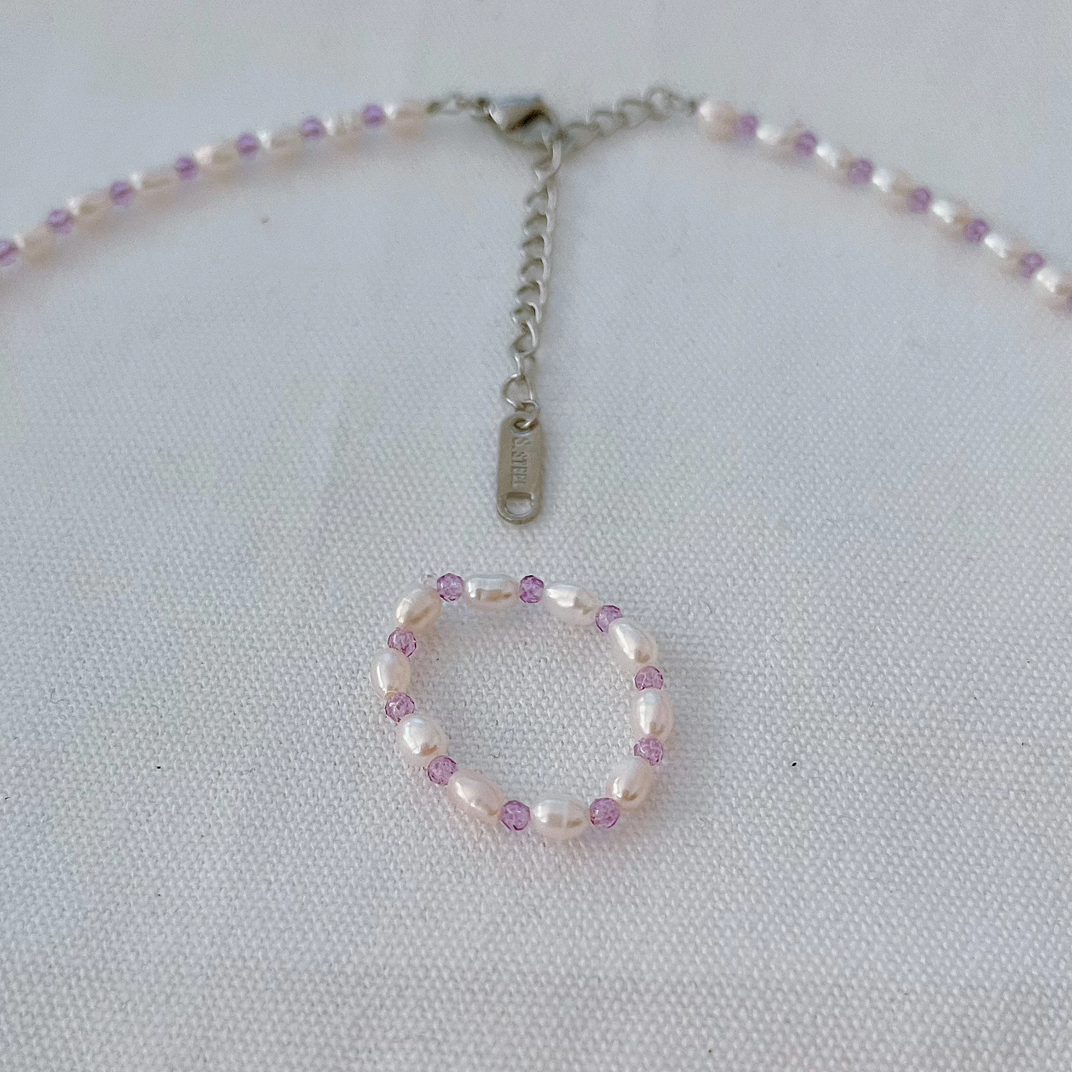 2024 Summer jewelry Mini 2-3 mm natural freshwater pearl necklace crystal purple beads necklace for women delicate necklace