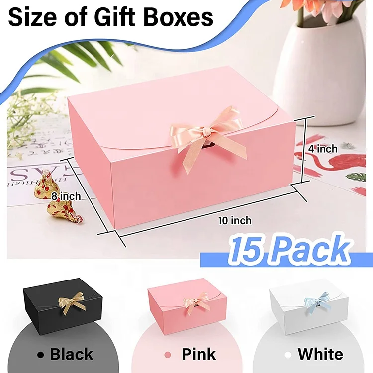Eco friendly 15 pcs Girls Ladies Women Scented Candle Pink Gift Boxes with Lids Ribbon Folding Kraft Paper Boxes