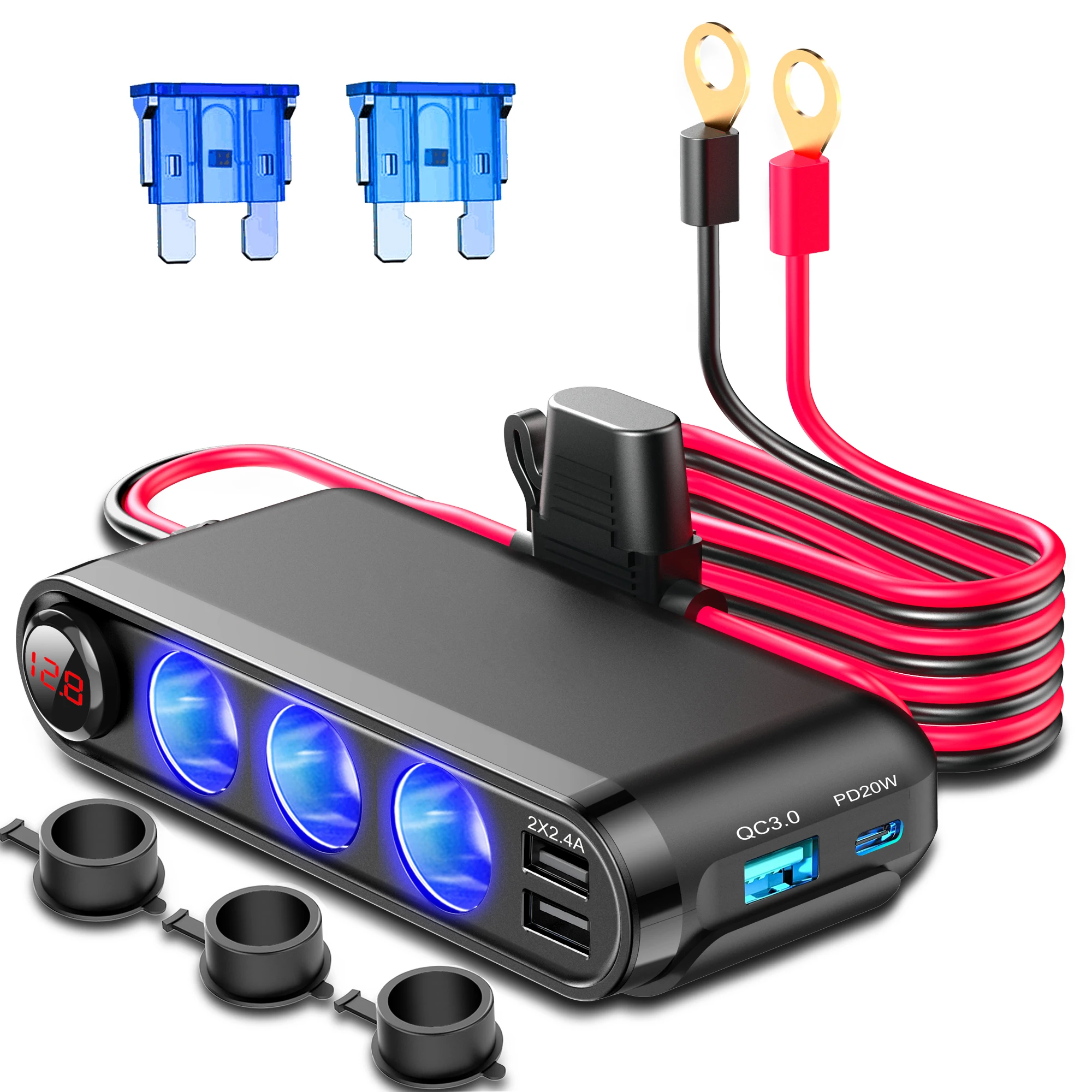 200W super fast car charger A usb socket that can be directly connected to the Eye Terminal interface of a lead-acid battery