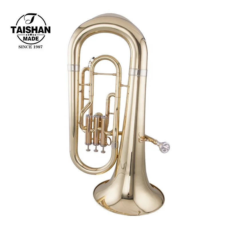 TaiShan Bb tone factory price gold lacquer Baritone Horn 3 vertical pistons Baritone