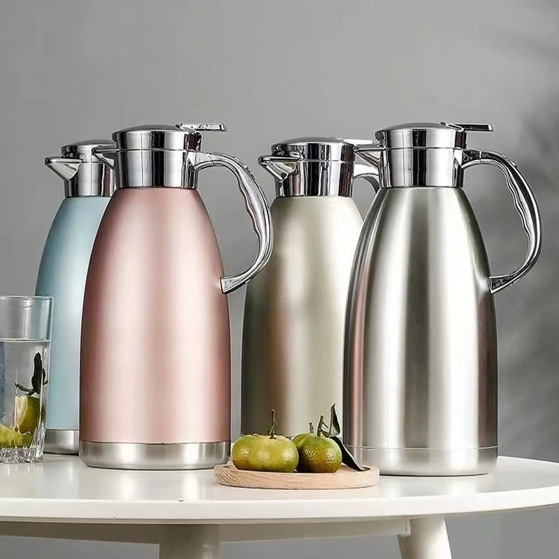 Large Capacity 2.3 Liter 304 Stainless Steel Vacuum Flask Insulated Teapot Coffee Kettle Jug Handle Travel Kettle Thermos Bottle