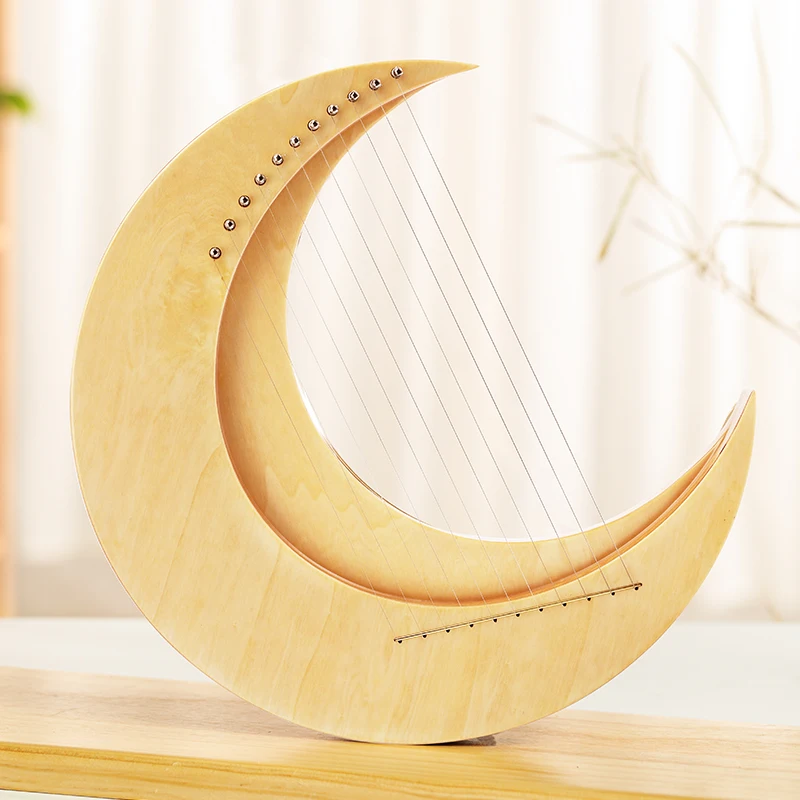 HLURU Moon Lyre Harp 11 strings Wood Lyre Instrument