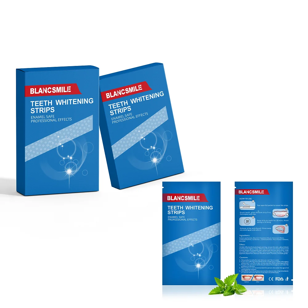 Hot Selling 14 Pairs Teeth Whitening Strips Raspberry Residue Free 6% HP PAP Gel Stirp Private Logo