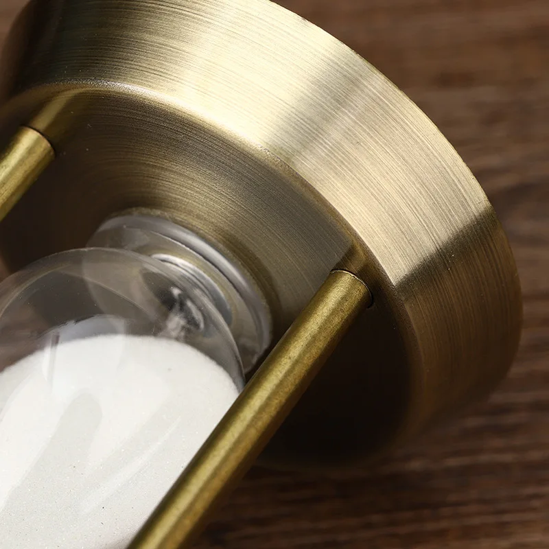 Factory Direct Sale Large Antique Metal Frame Craft Gift Hourglass with White and Black Stand