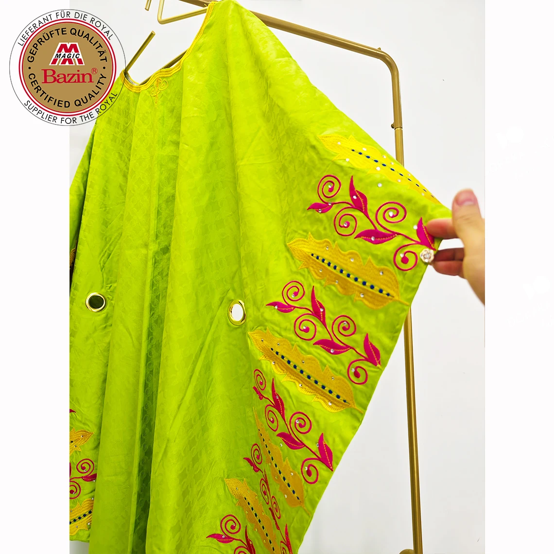 Blue Original Guipure Bazin Riche Dresses For African Women Dashiki Robe Traditional Wedding Party Long Dresses With Bazin