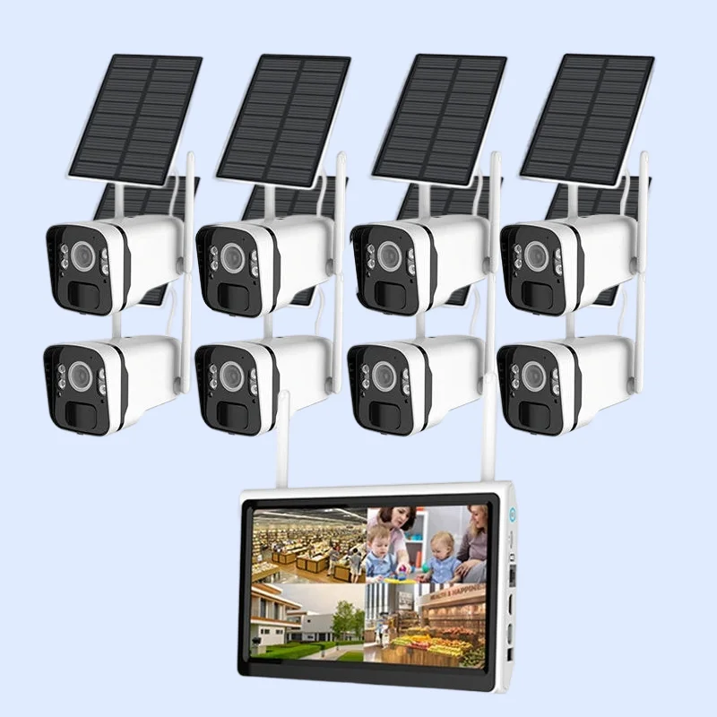 Home Security 8 Channel 4MP Wireless Cctv Camera System Wifi Nvr Kit Ip Security Solar Camera
