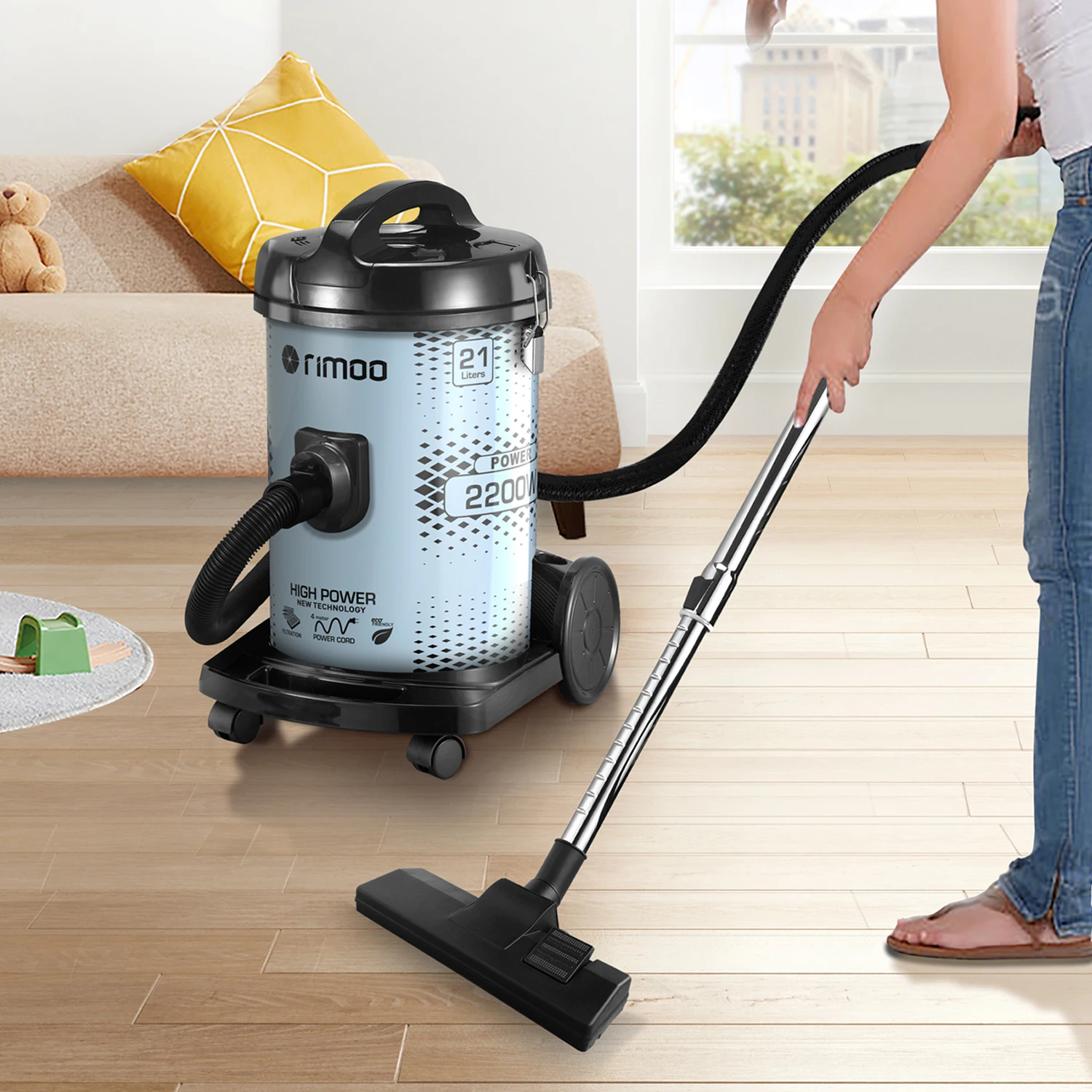Rimoo Dry  Drum Electric Canister Cylinder Carpet Vacuum Cleaner For Home