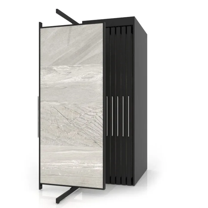 Showroom Exhibition Metal Sliding Quartz Granite Display Stand Stone Ceramic Tile Display Rack