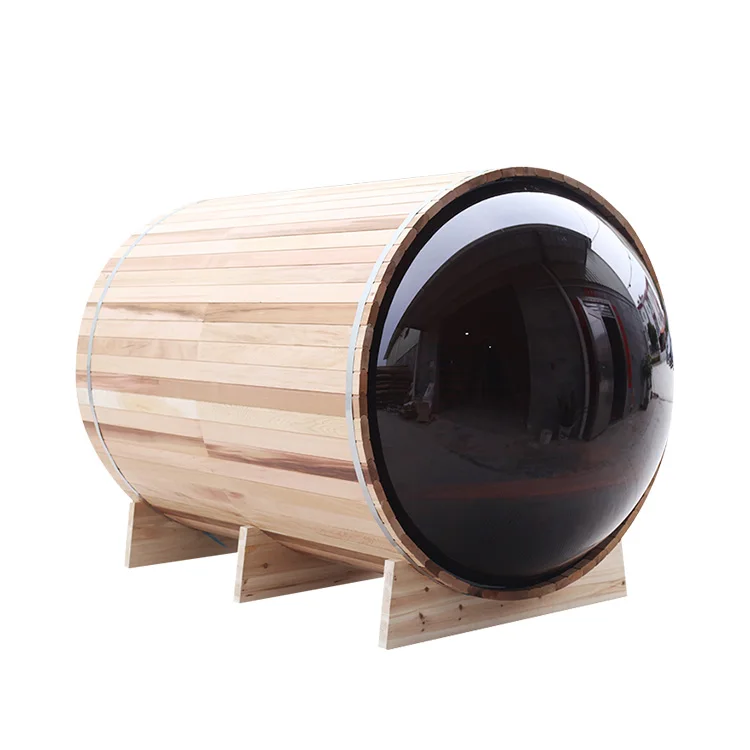 Wooden Sauna Outdoor With Panoramic Glass