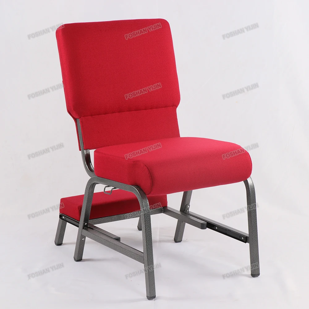 Iron Metal Basket Chapel Furniture Prayer Church Chair with kneeler (YJ-CH086)