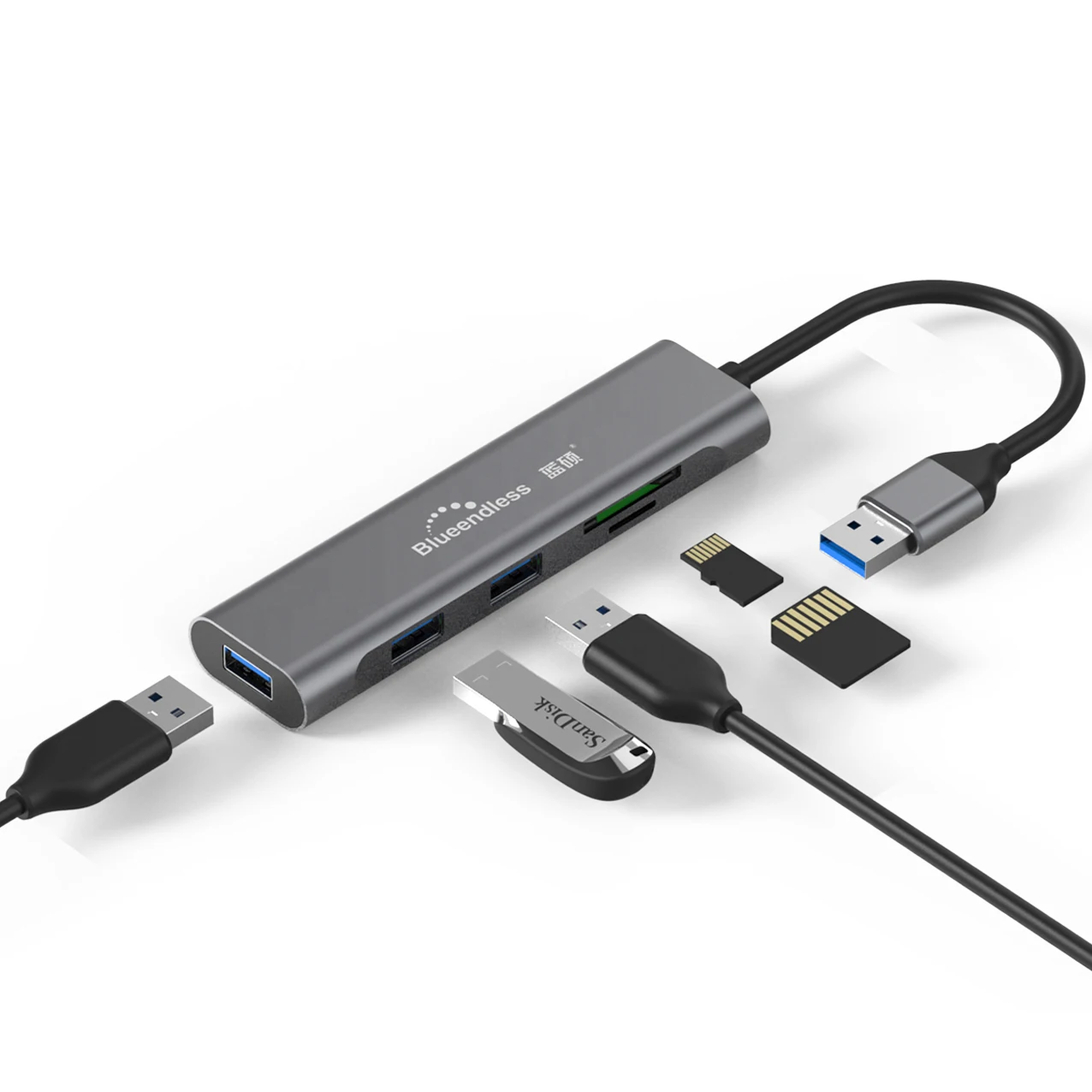  Мини-концентратор 5 в 1 с портом USB и поддержкой Hdtv-карт адаптер для чтения типа C док-станция
