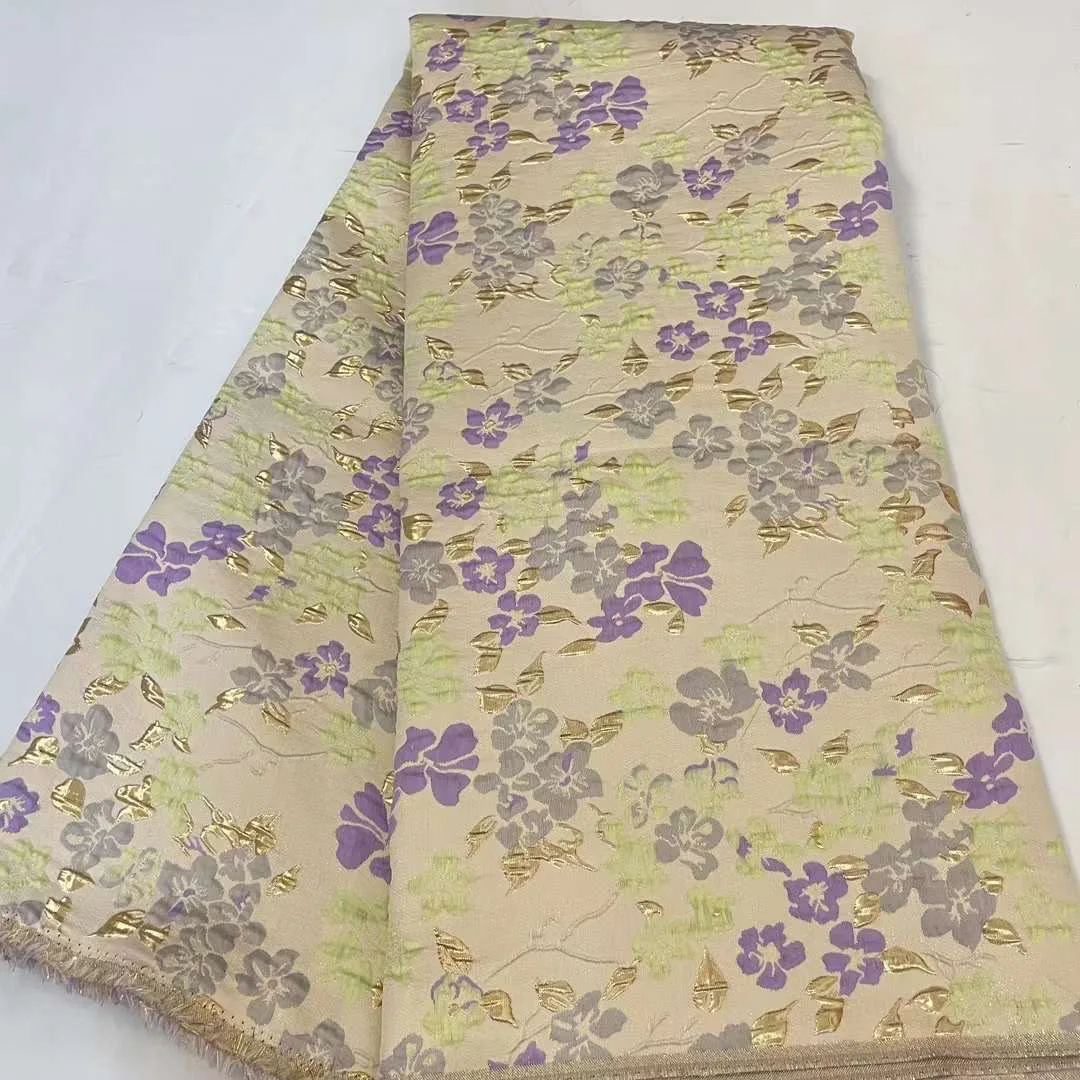 3D Brocade Jacquard Lace Fabric Fancy Design 2024 Embroidery Fabric Gilding Sewing For Women Luxury Dress