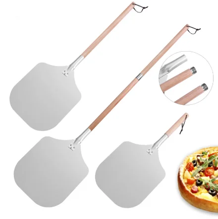 Hot Sale Detachable Pizza Peel Aluminum With Rubber Wood Handle