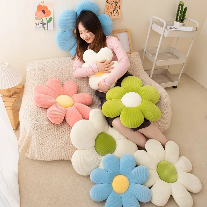 Decorative Room Butt Seat Floor Cushion Stuffed Pillow Lavender Flower Shaped Throw Pillows for Home