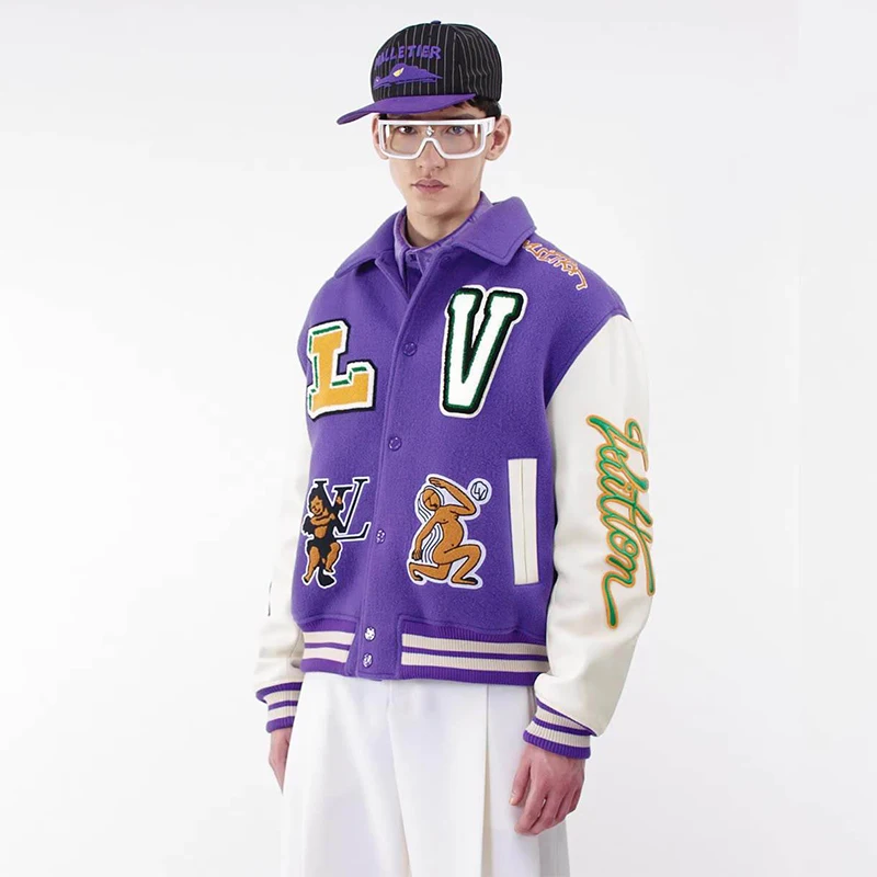 2023 2023 Print Fall Baseball Uniform Women High Street Coats anime Fleece Wool Baseball Letterman Chaqueta varsity jacket