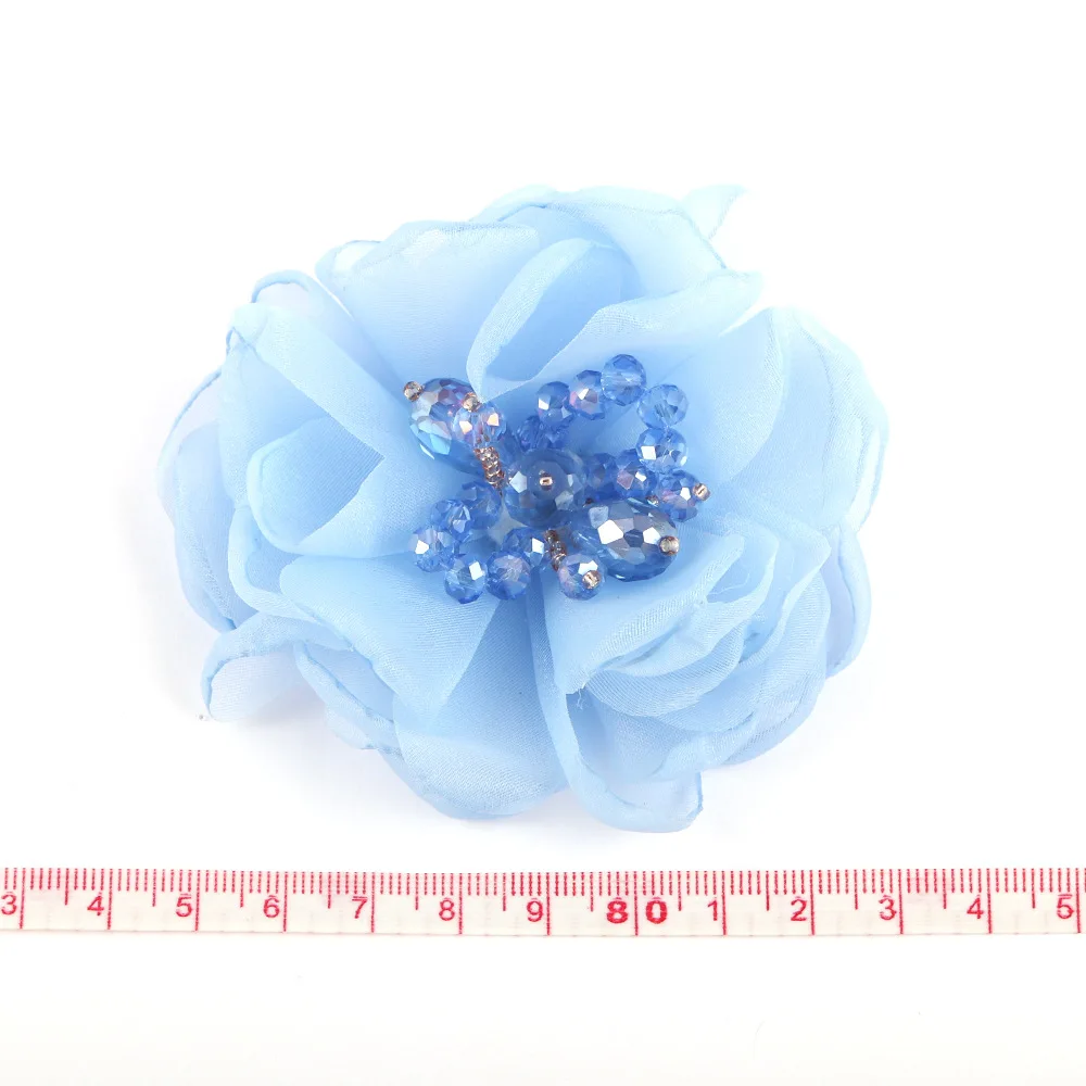 hot sale handmade tulle fabric flowers,flower for hair band,wholesale wrist corsage flowers