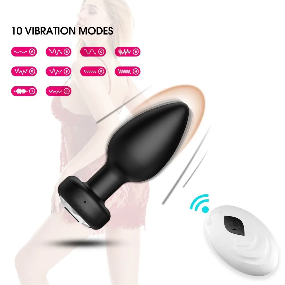 Wholesale 10 Vibration Modes Anal Sex Toys Silicone Prostate Massager  Man Wireless Remote Control Vibrating Butt Plug