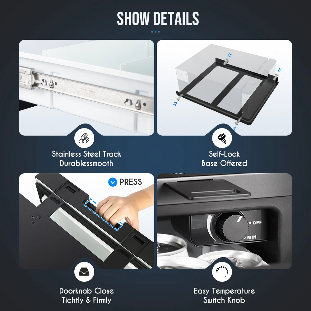 Hot Sale 23L Car Refrigerator Drawer Rv Fridge 12V Marine Fridge with Stainless Steel Track