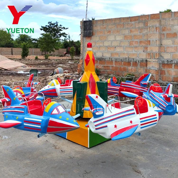Small 6 Seats Mini Plane Amusement Park Rides Equipment Children Playground Rotary Merry Go Round Carousel For Kids Ride On