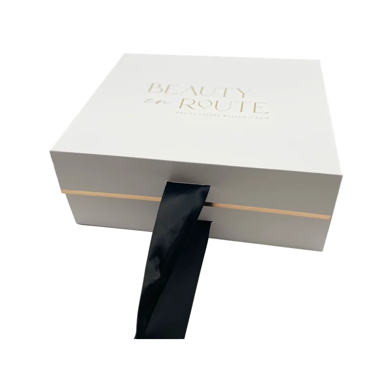 Custom Luxury Logo Retail Cardboard Magnetic Paper Gift Box Ribbon Closure For Wine Wig Hair Extension bridesmaid gift box pack