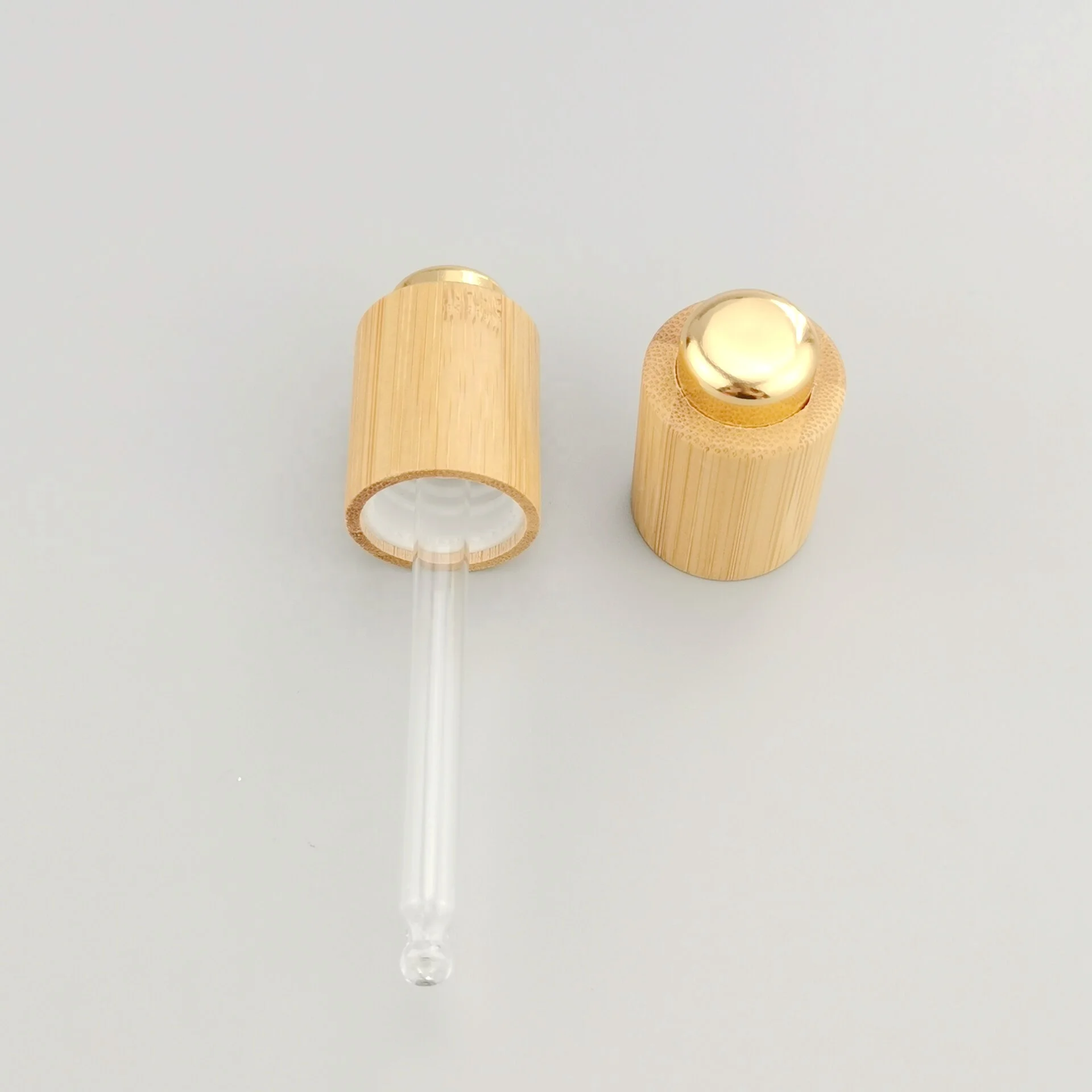 pressure dropper pipette 18 mm bamboo dropper cap gold bottom top with glass pipette for essential oil bottles