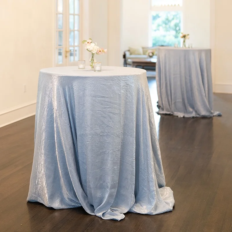 Luxury Light Blue Velvet Tablecloth 120 Inches Floor Length Crushed Velvet Table Cloths Light Blue Wedding