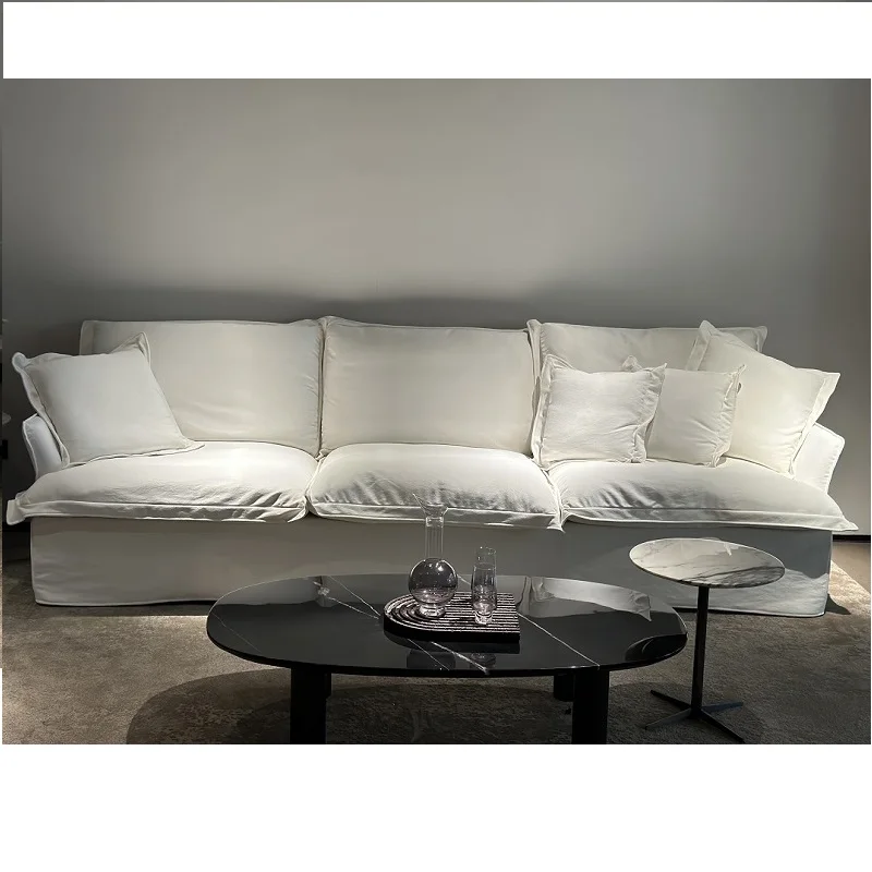 Nordic wind super soft down cloth art cloud white couch living room Removable and washable corner combination LOVESEAT sofa