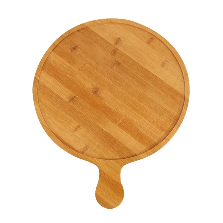 Wholesale Restaurant Home Wood Dinner Food Serving Dishes Wooden Pizza Plates With Handle