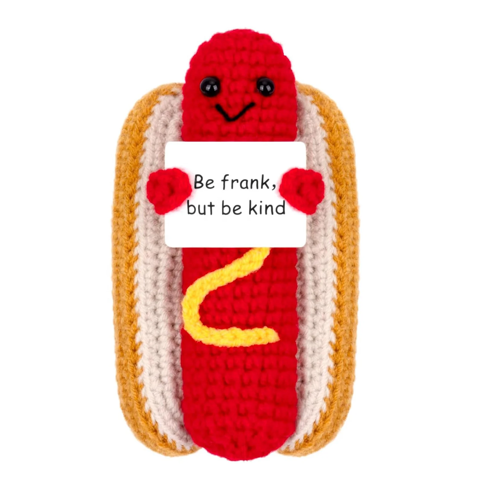 Positive French Fries Positive Knitted Toy with Card Creative Cute Wool Inspirational Crochet Doll Encouragement Gift for Party