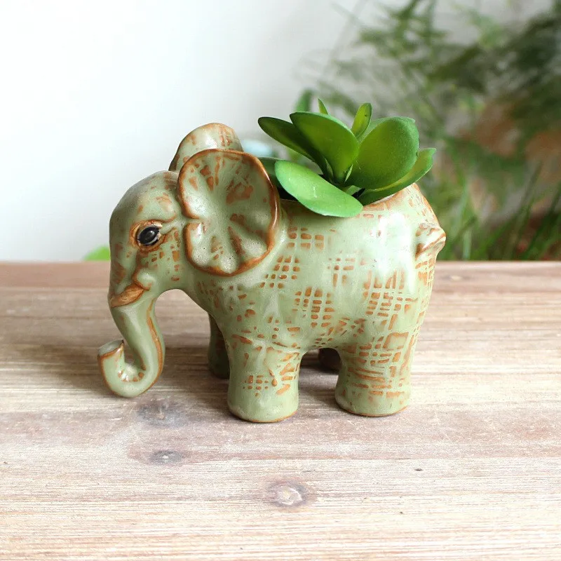Ceramic glazed fleshy flowerpot Animal elephant fleshy plant Pottery small flowerpot fleshy flowerpot